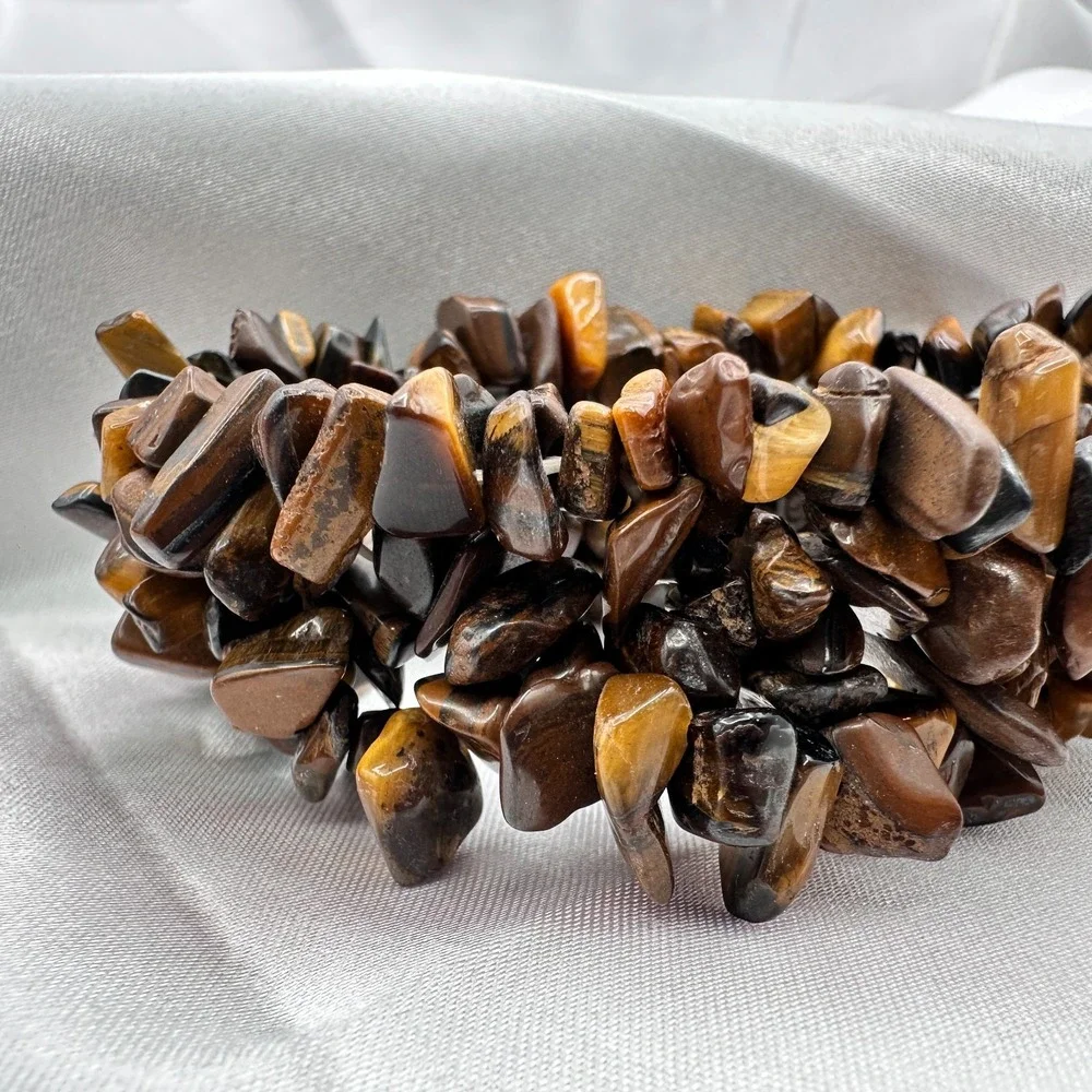 Vintage 90s Brown Chip Stretch Bracelet Boho Fashion Jewelry